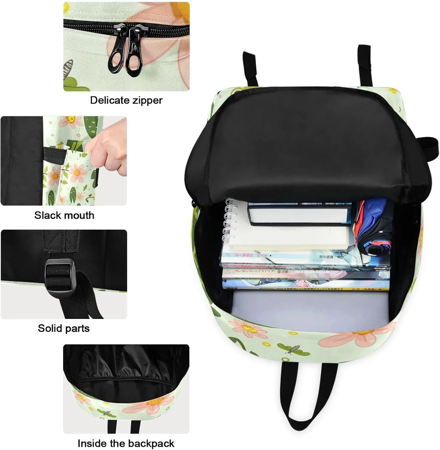 Cute Frog Green Kids Book Bags Waterproof Lunch Bag, Girls Backpacks Elementary