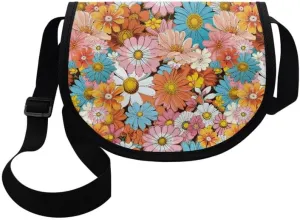 Damask Flowers Classic Messenger Bag Vivid Goldfish Crescent Canvas Cross Body Bag American Flag Pride Shoulder Bags