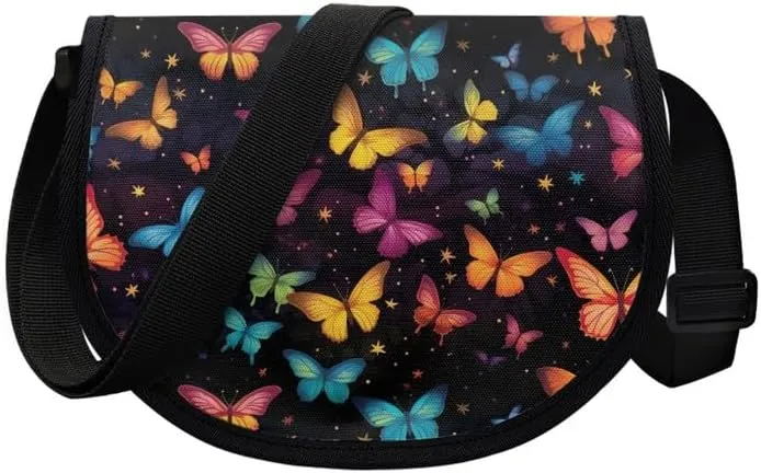 Damask Flowers Classic Messenger Bag Vivid Goldfish Crescent Canvas Cross Body Bag American Flag Pride Shoulder Bags