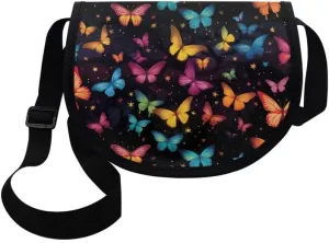 Damask Flowers Classic Messenger Bag Vivid Goldfish Crescent Canvas Cross Body Bag American Flag Pride Shoulder Bags