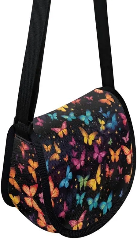 Damask Flowers Classic Messenger Bag Vivid Goldfish Crescent Canvas Cross Body Bag American Flag Pride Shoulder Bags