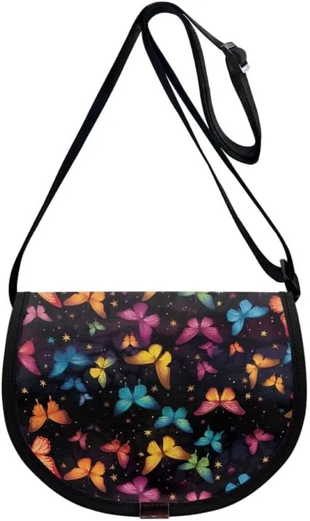 Damask Flowers Classic Messenger Bag Vivid Goldfish Crescent Canvas Cross Body Bag American Flag Pride Shoulder Bags