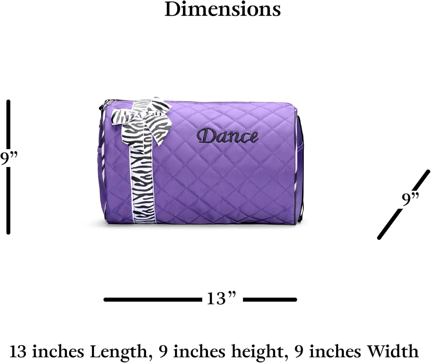 Dance Duffle Bag for Girls, Kids Travel Bag with Adjustable Carry On and Handy Pouch, Dance Accessories For Girls (Purple)