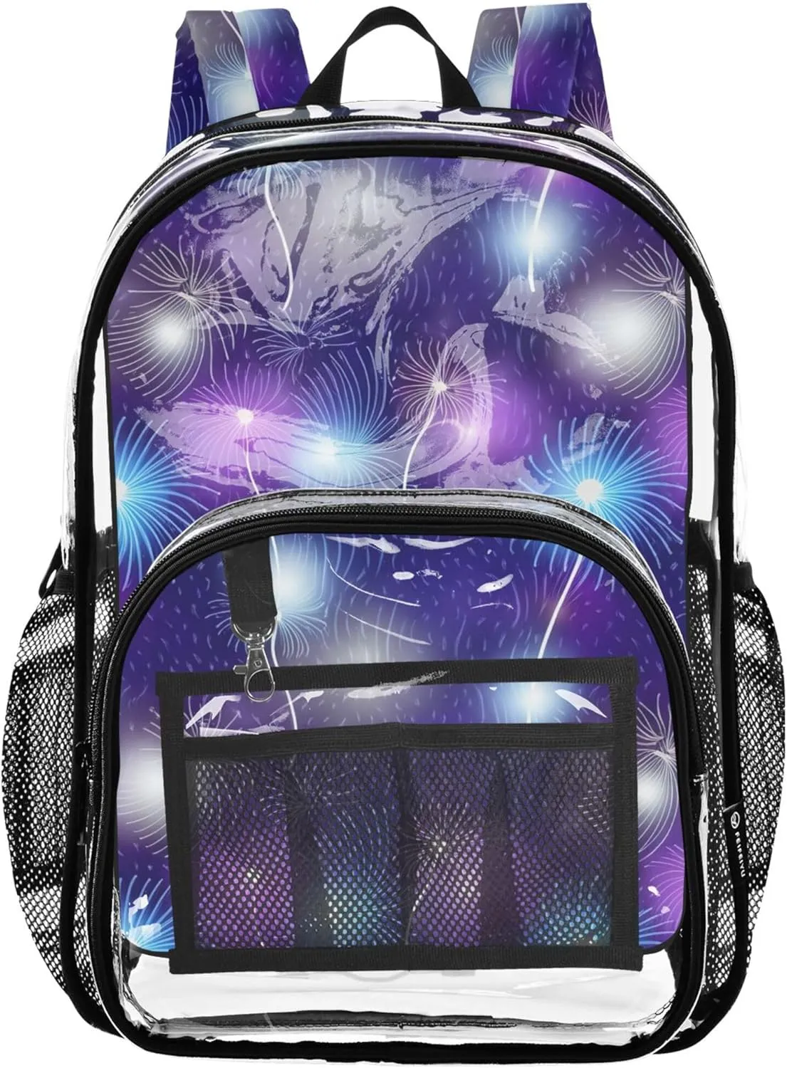 Dandelions Colorful Blue Purple Women Clear Backpack Cute Boys Backpacks for Girls Plastic Transparent Bookbag