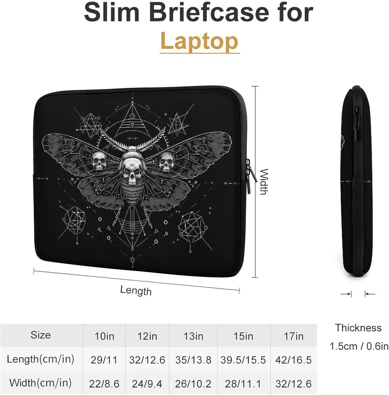 Death Moth Personalized Laptop Bag Business Casual Laptop Cases Slim Computer Bag Briefcase