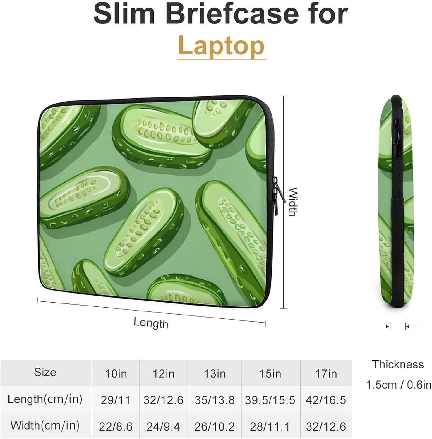 Dill Pickles Personalized Laptop Bag Business Casual Laptop Cases Slim Computer Bag Briefcase