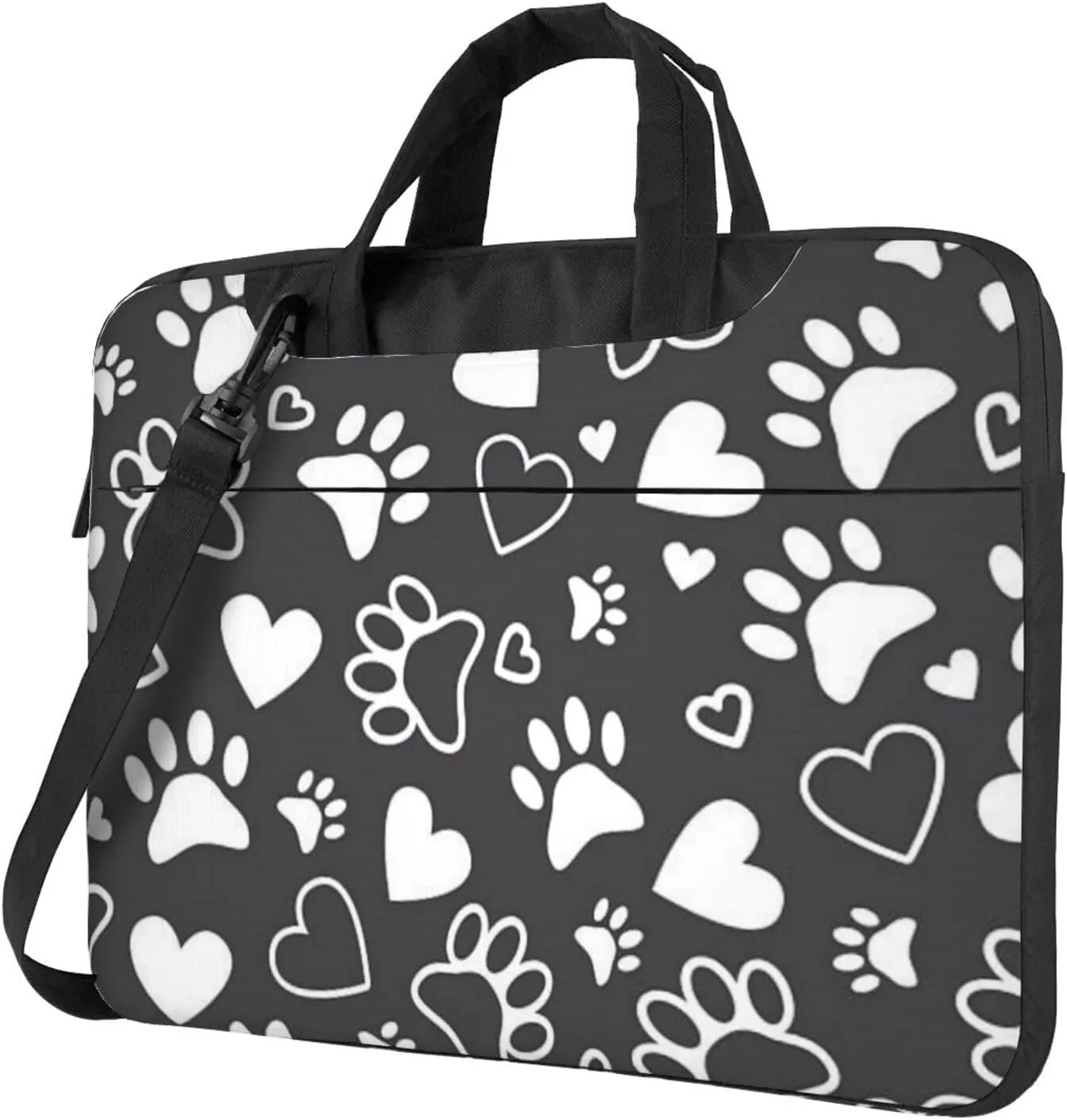 Dog Paw Heart Prints Modern 13-15.6 Inch Laptop Bag For Man And Women, Computer Messenger Bag, Trendy Shoulder Strap Design