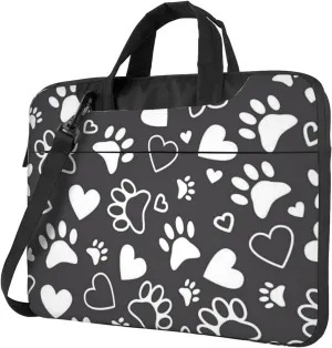 Dog Paw Heart Prints Modern 13-15.6 Inch Laptop Bag For Man And Women, Computer Messenger Bag, Trendy Shoulder Strap Design