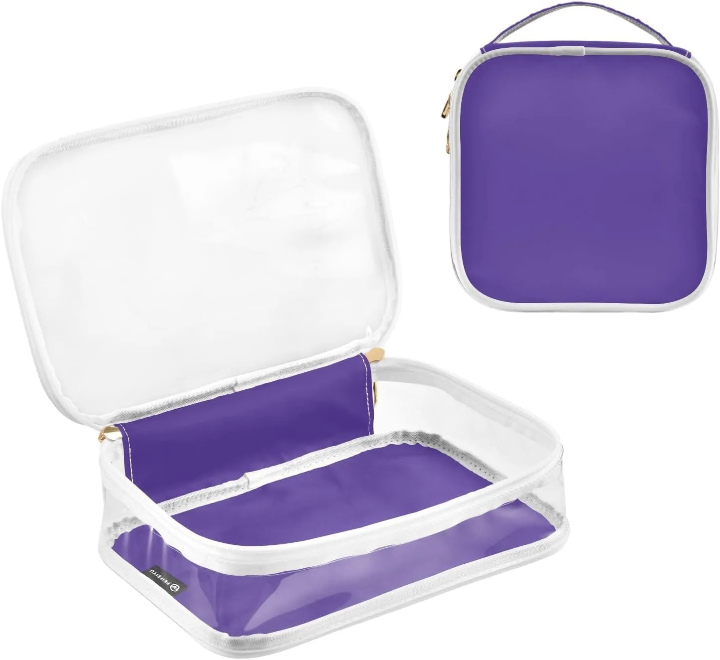 DOMIKING Dark Purple Clear Makeup Bags for Women Men Portable Cosmetic Organizer Pouch Travel Toiletry Storage Bag for Travel Daily Gym