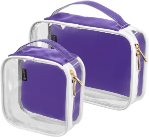 DOMIKING Dark Purple Clear Makeup Bags for Women Men Portable Cosmetic Organizer Pouch Travel Toiletry Storage Bag for Travel Daily Gym