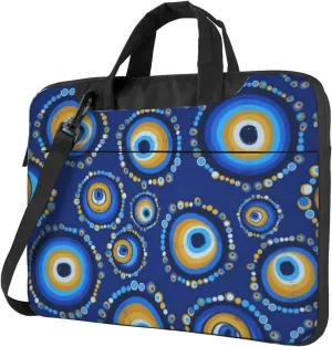 Doodle Blue Evil Eyes Modern 13-15.6 Inch Laptop Bag For Man And Women, Computer Messenger Bag, Trendy Shoulder Strap Design
