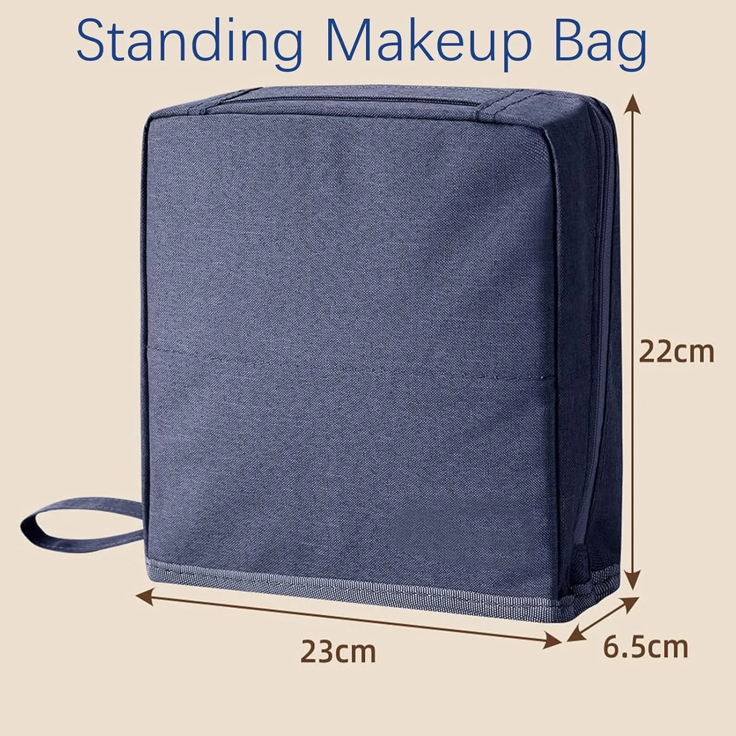 Doresty Makeup Bag, Standing Makeup Bag  Portable, Large Capacity, Waterproof MultiPurpose Stand Up Toiletry Bags with Compartments, Stationery Organizer with Compartments (Black)