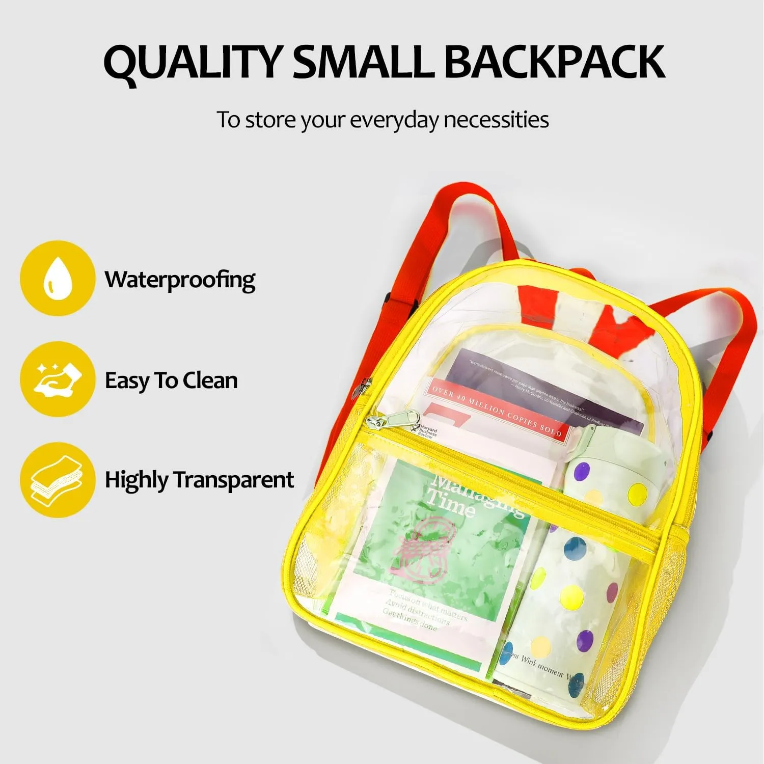 emissary Clear Mini Backpack Stadium Approved, Clear Small Transparent Backpacks For School, 12x12x6 Clear Stadium Bag For Concerts Work Festival Security Travel Sporting Events
