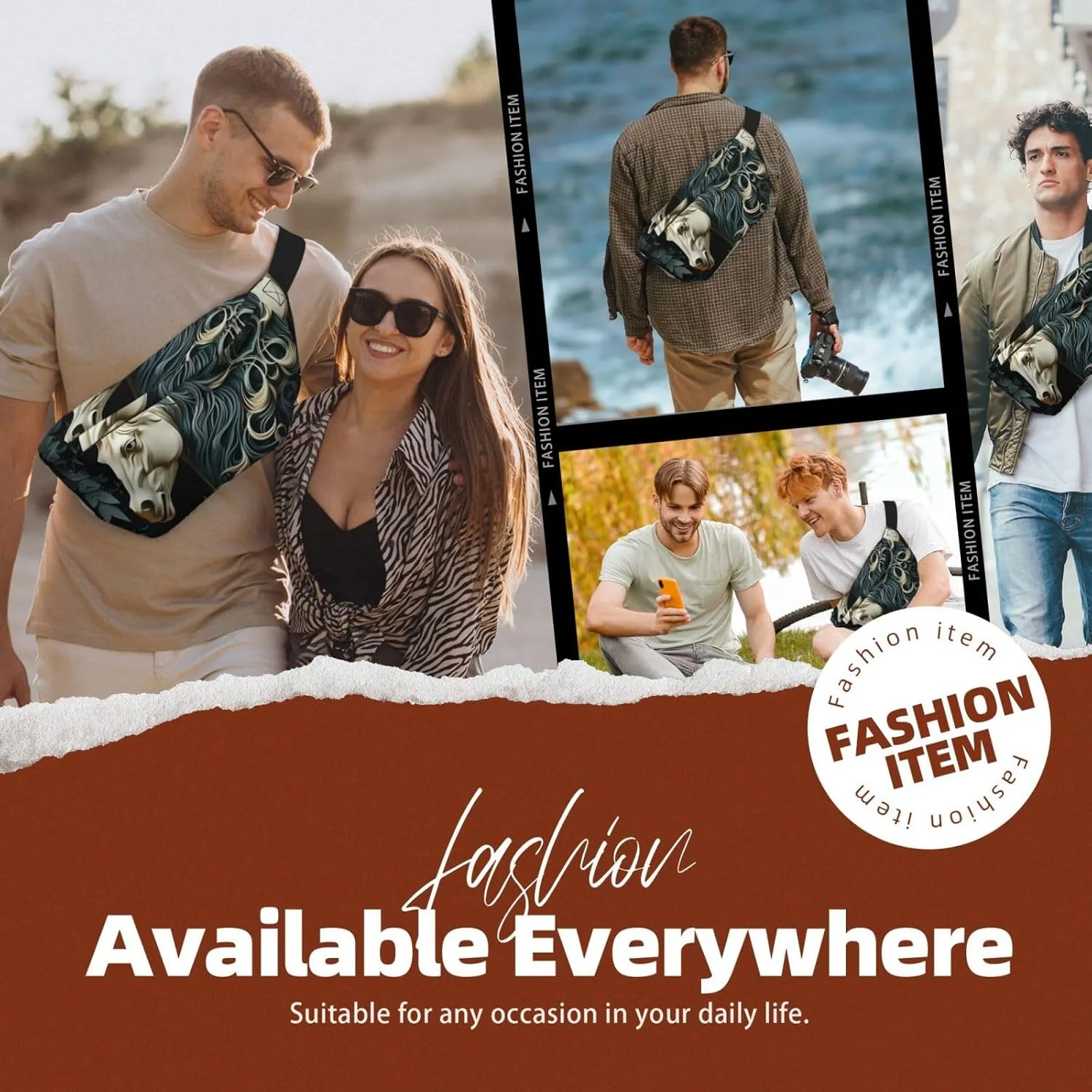 Fanny Pack for Men Women Horse Pattern Belt Bag with Adjustable Strap Fashion Waist Bag Waist Pack for Travel