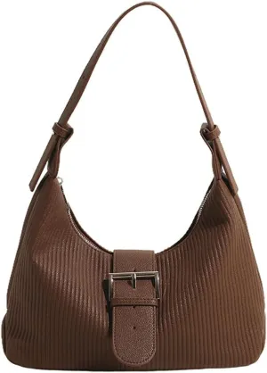 Fashion Shoulder Bags for Women Soft PU Cross Body Bag with Large Capacity Ventilate Striped Top-Handle Satchel