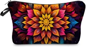 Floral Makeup Bag Boho Mandala Cute Small Makeup Organizer Bag Travel Toiletry Zipper Pouch Ethnic Style Gift Mandala Cosmetic Bag for Women Girls Friends