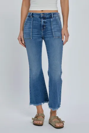 Frayed Hem Cargo Crop Flare