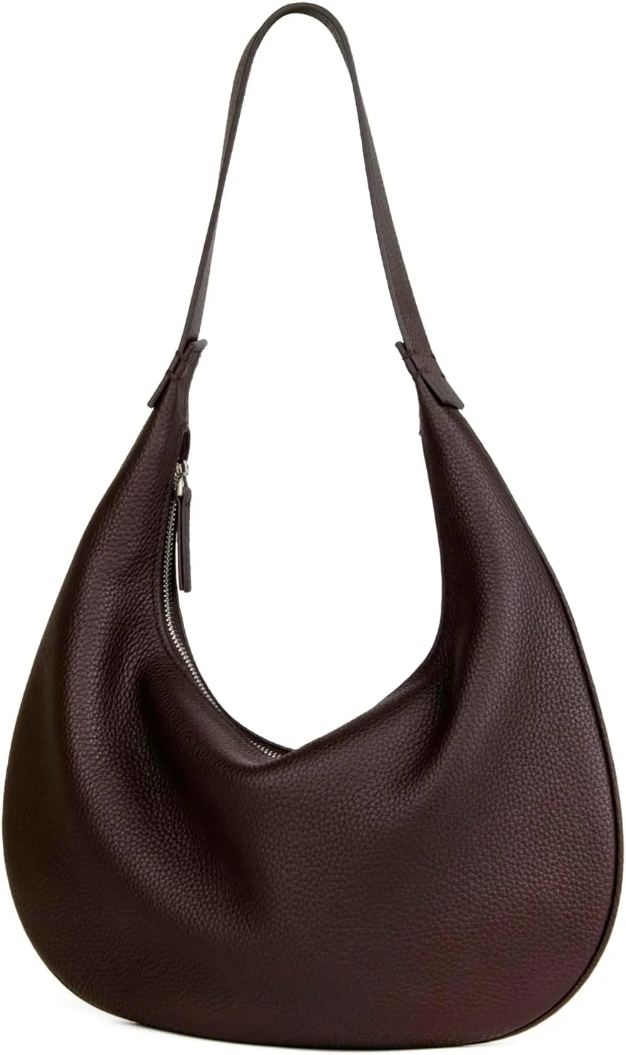 Full Grained Real Leather Hobo Bags for WomenWomen's Crescent Handbag with Wide Shoulder Strap