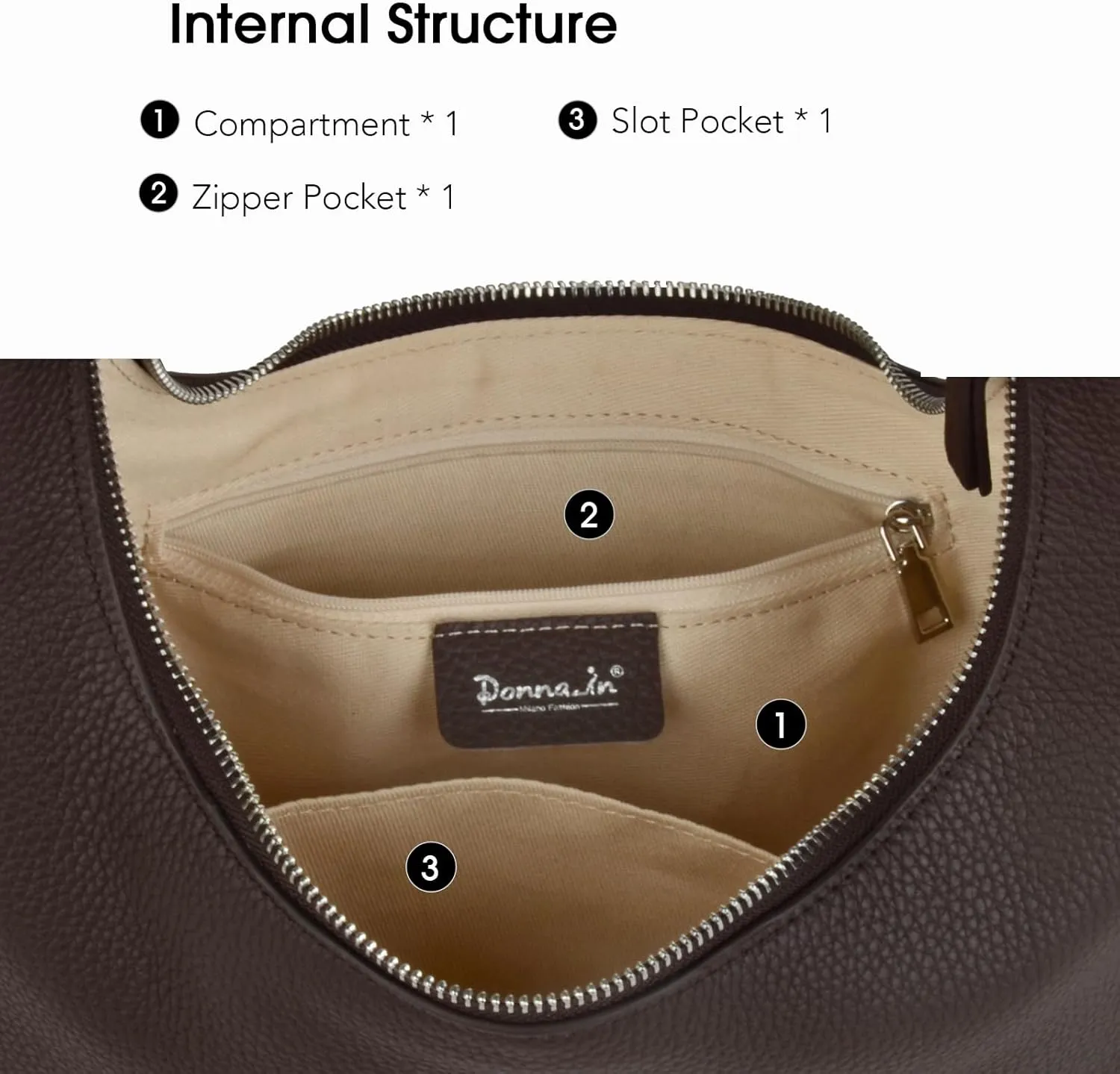 Full Grained Real Leather Hobo Bags for WomenWomen's Crescent Handbag with Wide Shoulder Strap