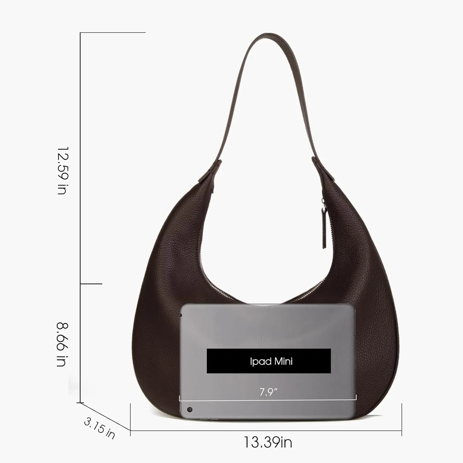 Full Grained Real Leather Hobo Bags for WomenWomen's Crescent Handbag with Wide Shoulder Strap