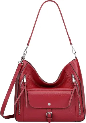 Genuine Leather Hobo Bags for Women Soft Large Shoulder Handbags Ladies Classic Work Purses and Handbags(O211E Black)