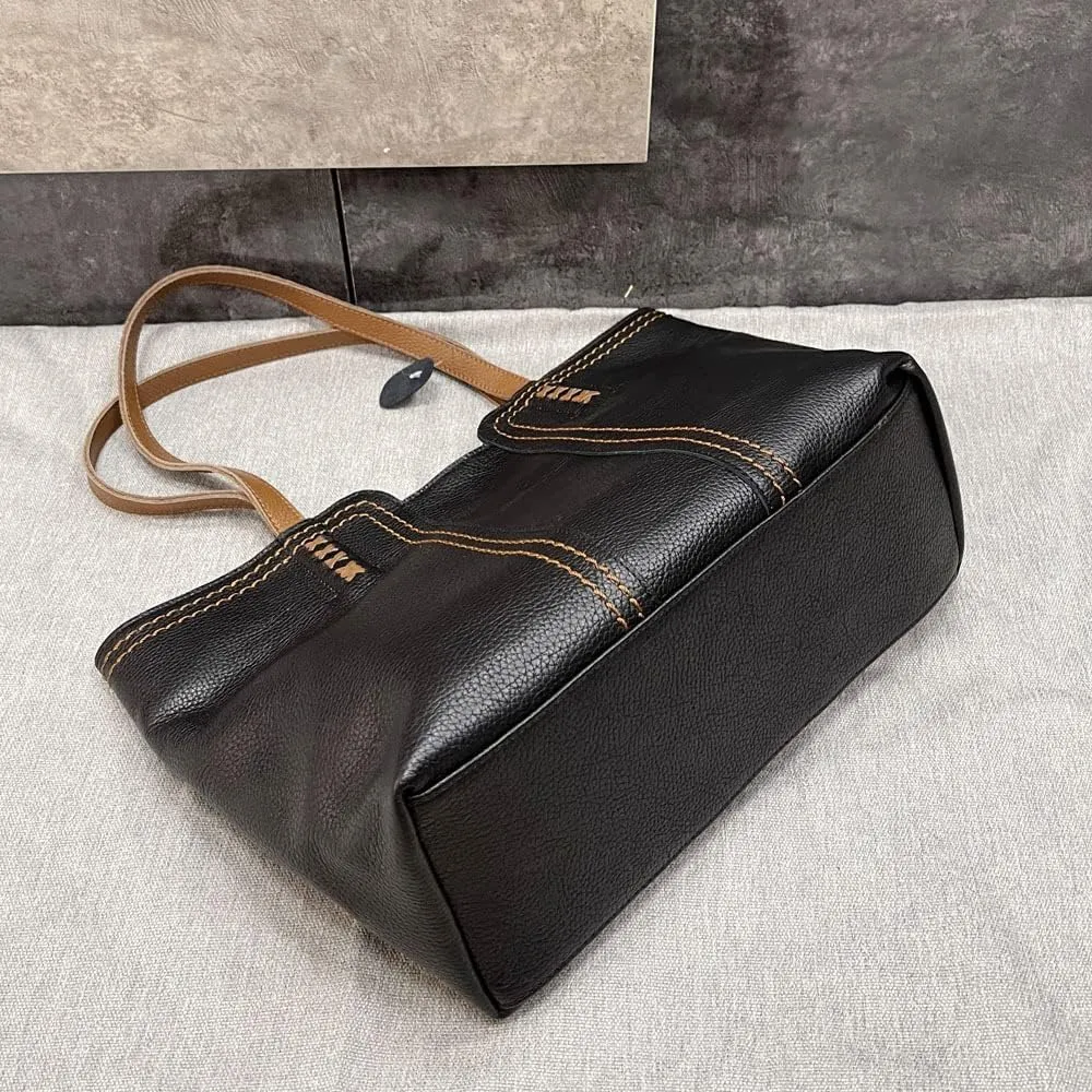 Genuine Leather White Collar Briefcase Casual Messenger Bag Top Handle Tote Cross-body Bags Work Bags
