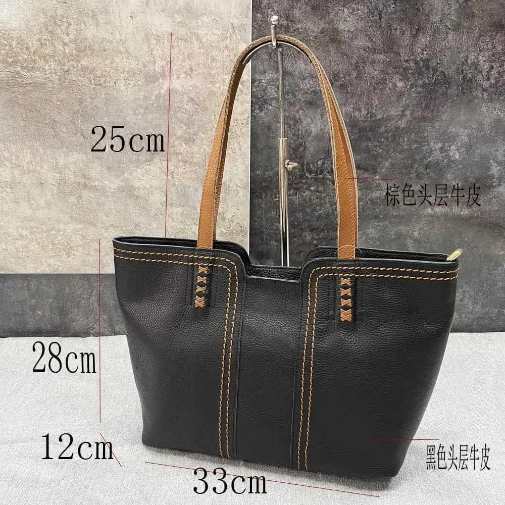 Genuine Leather White Collar Briefcase Casual Messenger Bag Top Handle Tote Cross-body Bags Work Bags