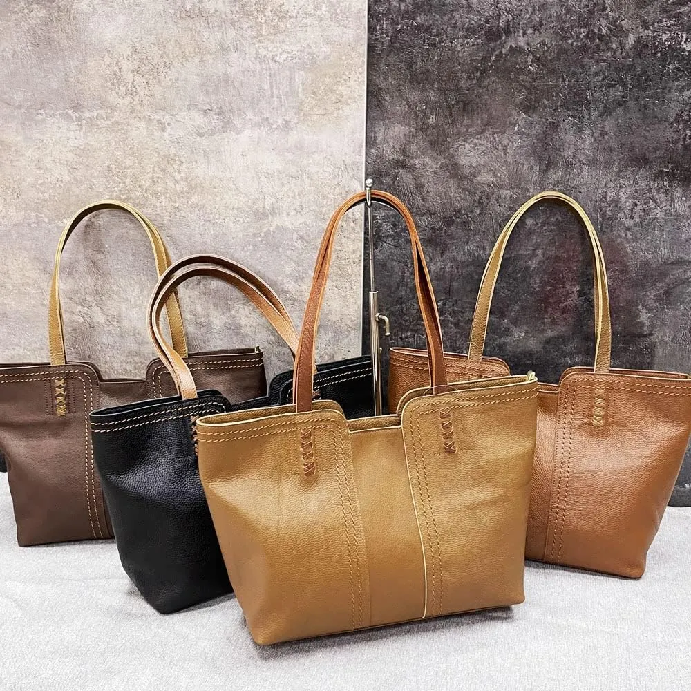 Genuine Leather White Collar Briefcase Casual Messenger Bag Top Handle Tote Cross-body Bags Work Bags