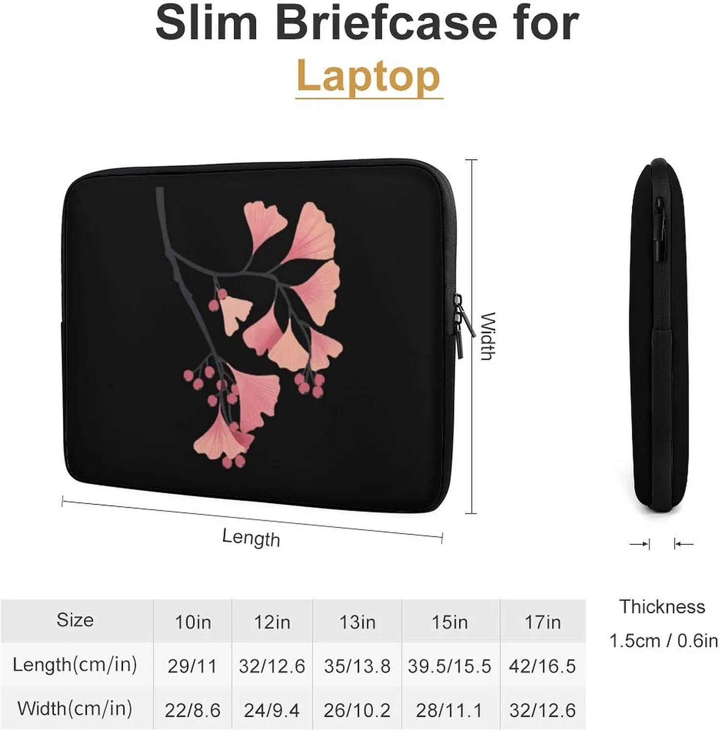Ginkgo Tree Personalized Laptop Bag Business Casual Laptop Cases Slim Computer Bag Briefcase