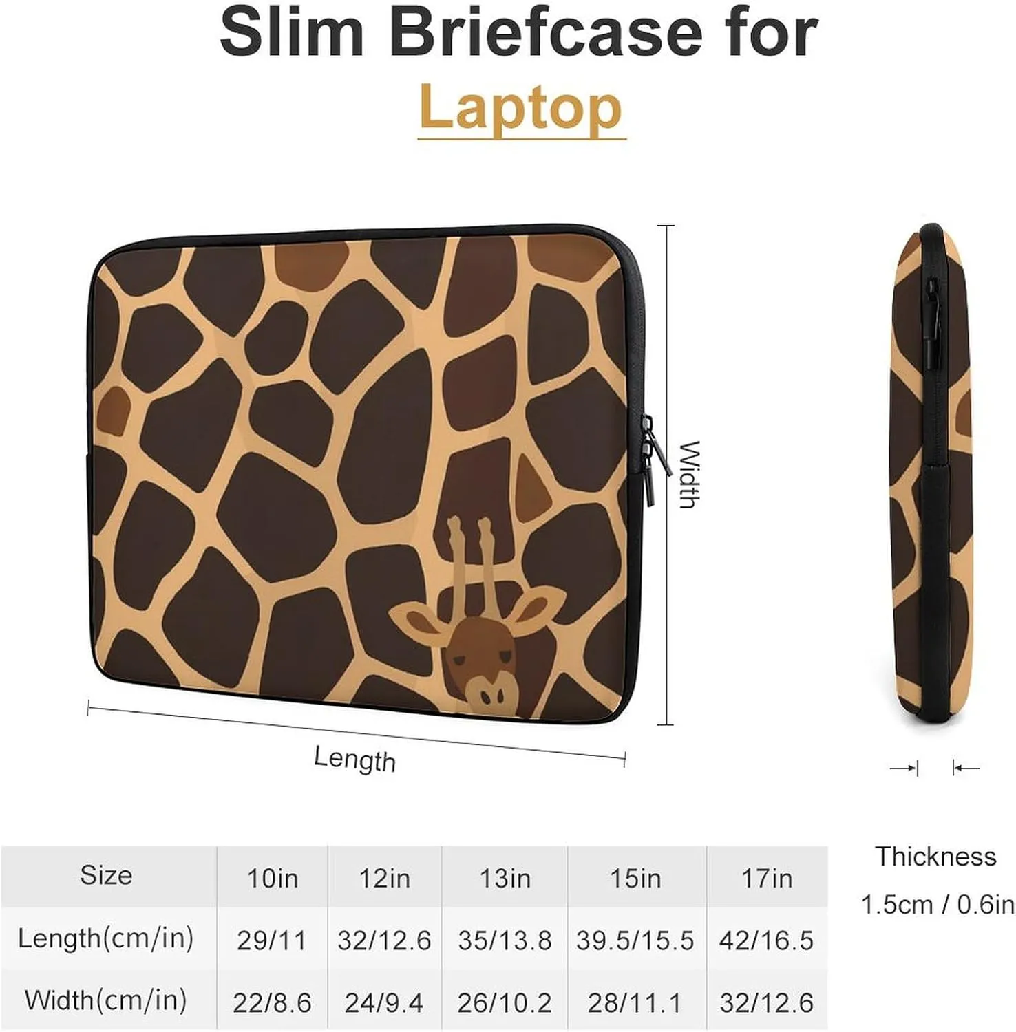 Giraffe Pattern Personalized Laptop Bag Business Casual Laptop Cases Slim Computer Bag Briefcase