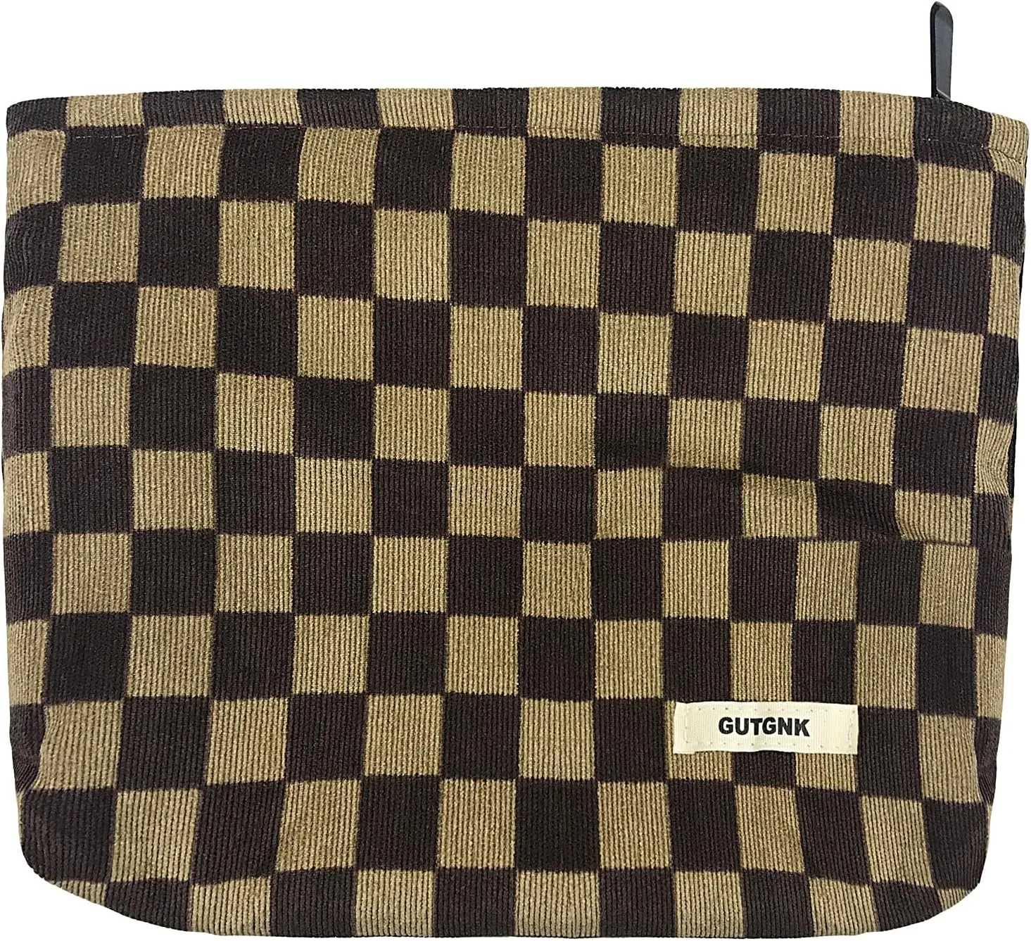 GUTGNK Women's Cosmetic Bag, Corduroy Checkerboard Travel Cosmetic Bag Small Cosmetic Bag Skin Care Cosmetic Changing Handy Bag Zipper Organizer