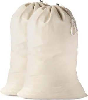 Handy Laundry Cotton Laundry Bag, The Extra Heavy Duty Washable Laundry Bag with Drawstring Makes a Great Cloth Storage Sack for Sleeping Bag, Linen Basket Liner, Hamper Liner and Travel, (2-Pack)