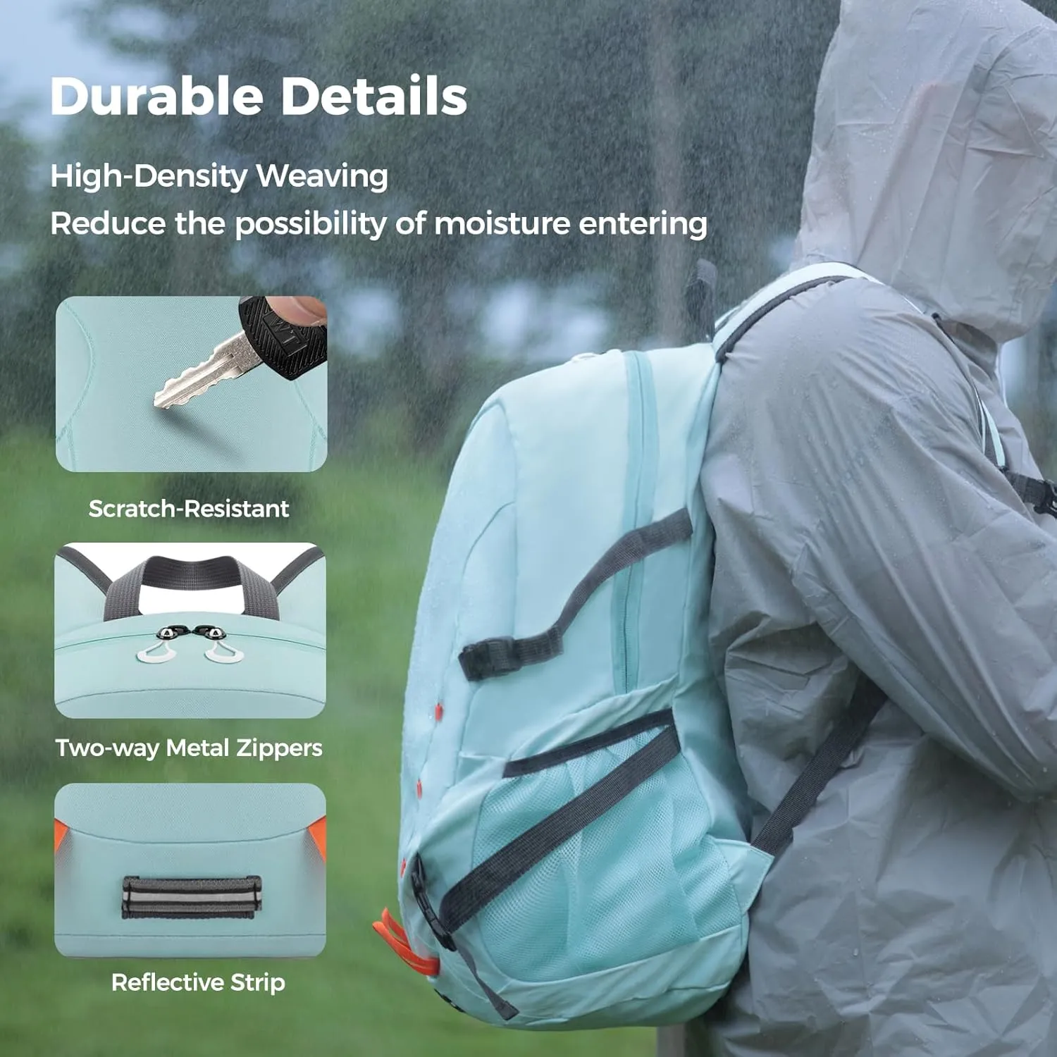 Hiking Backpack,40L Travel Backpacks for Men Women,Water Resistant Ultra Lightweight Foldable Packable Camping Daypack,Light Blue