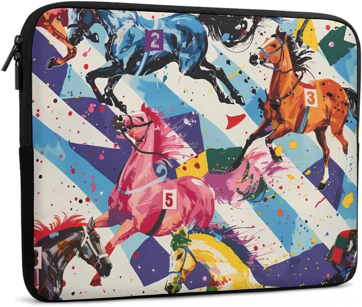 Horse Races Personalized Laptop Bag Business Casual Laptop Cases Slim Computer Bag Briefcase