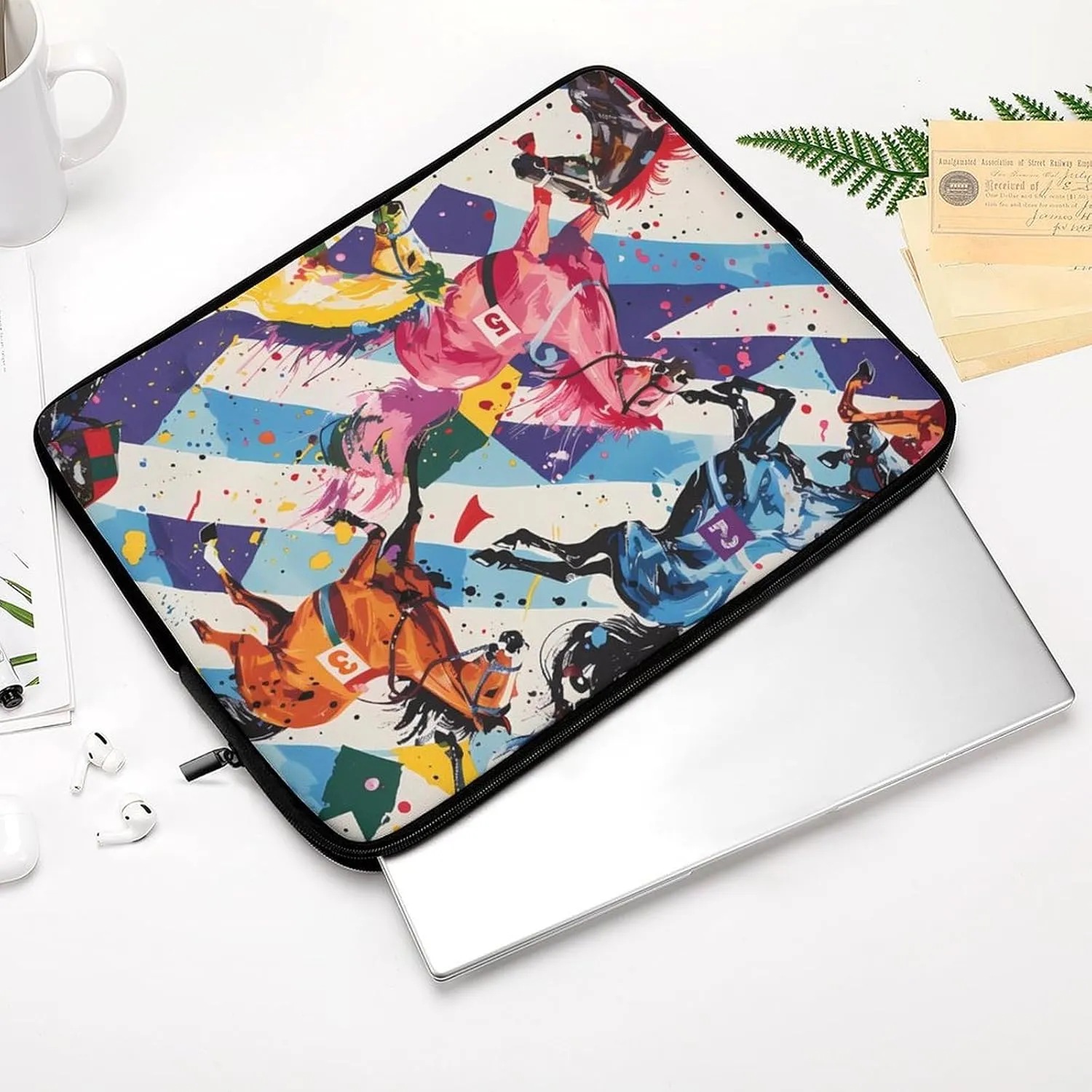 Horse Races Personalized Laptop Bag Business Casual Laptop Cases Slim Computer Bag Briefcase