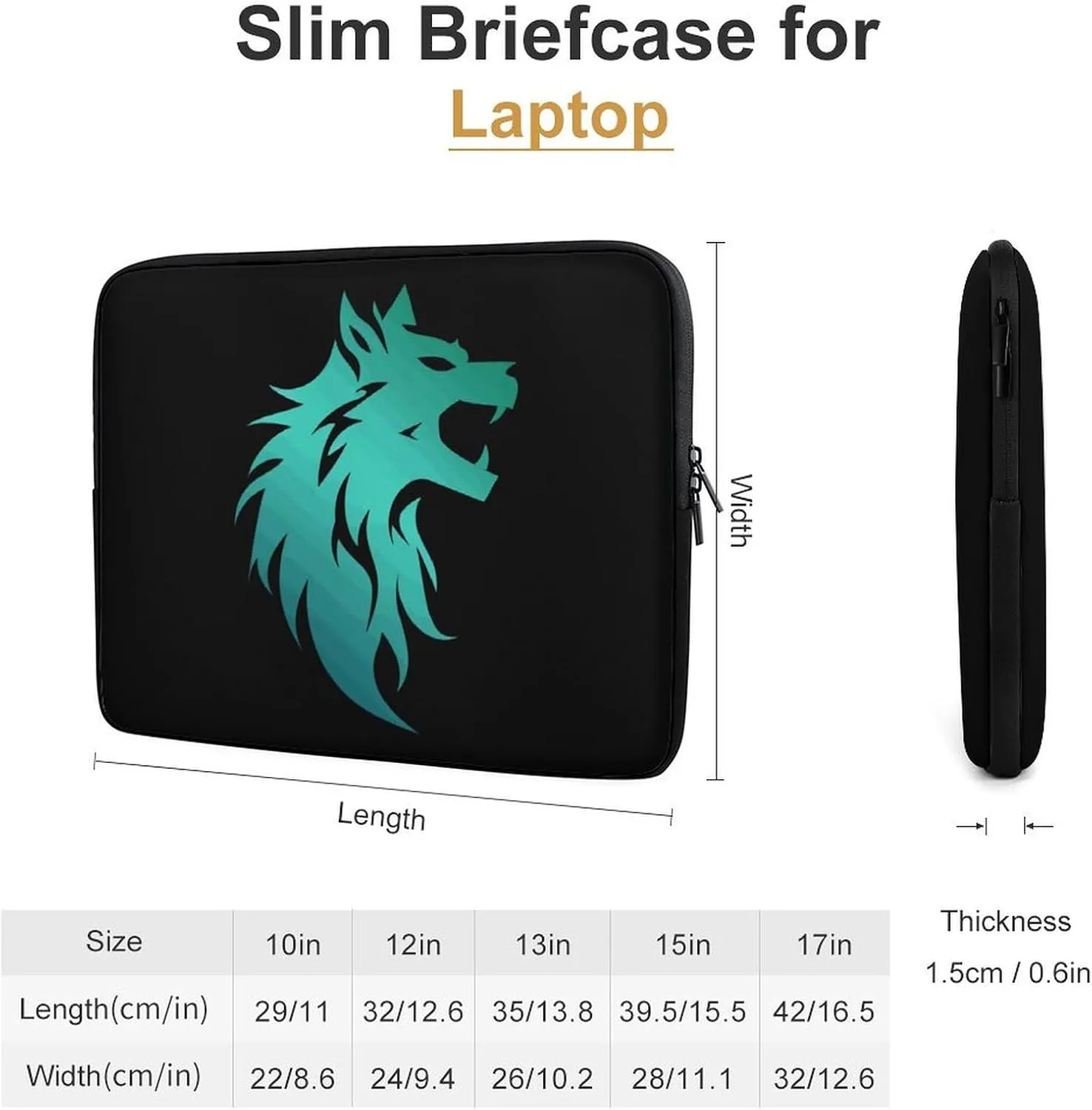 Howling Wolf Personalized Laptop Bag Business Casual Laptop Cases Slim Computer Bag Briefcase