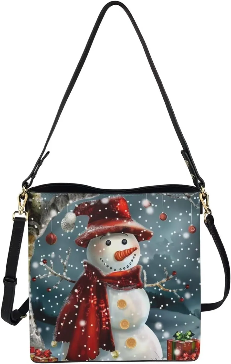 HUGS IDEA Boho Bags for Women Leather Handbag Shoulder Bucket Crossbody Purse