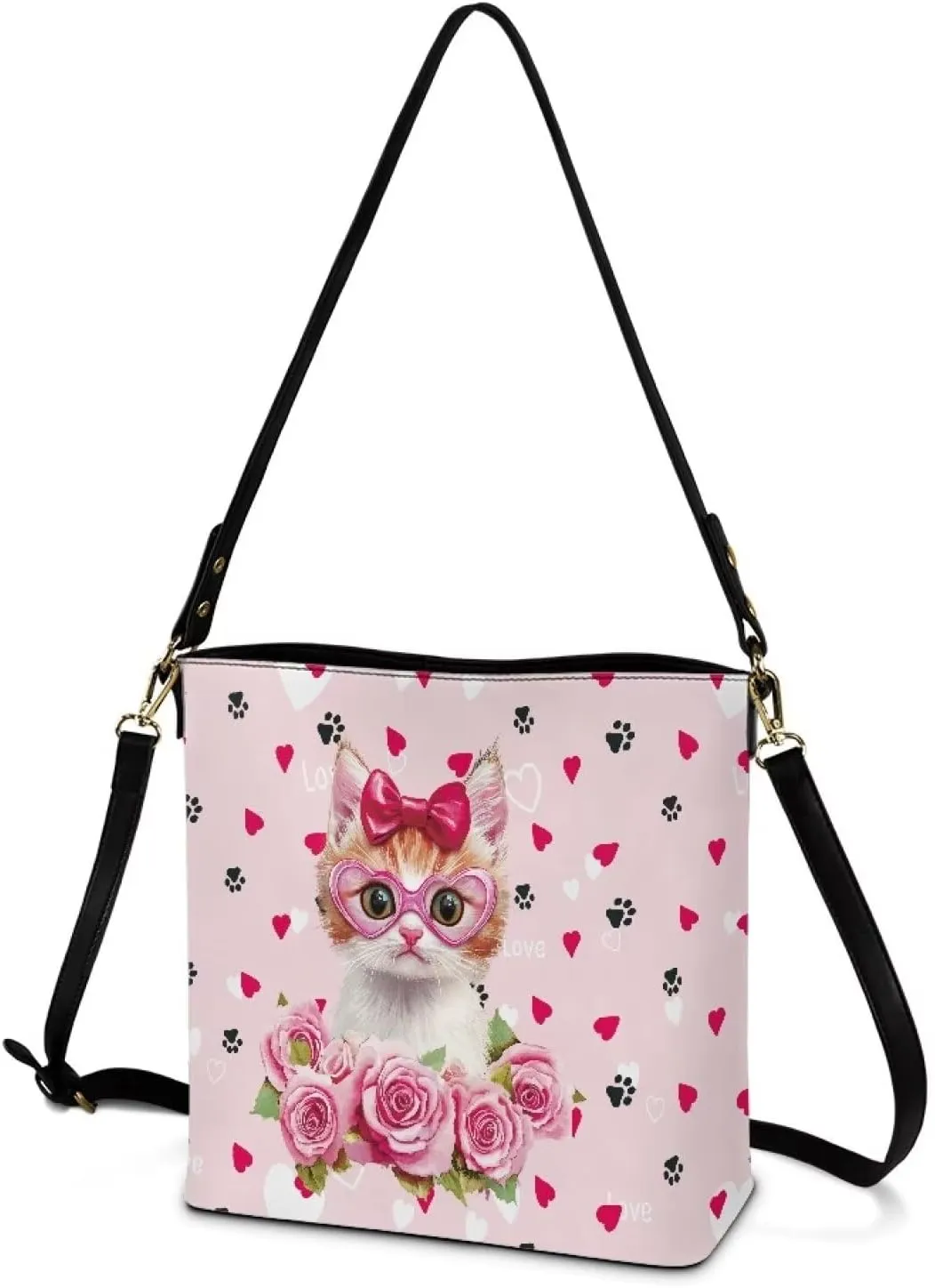 HUGS IDEA Boho Bags for Women Leather Handbag Shoulder Bucket Crossbody Purse
