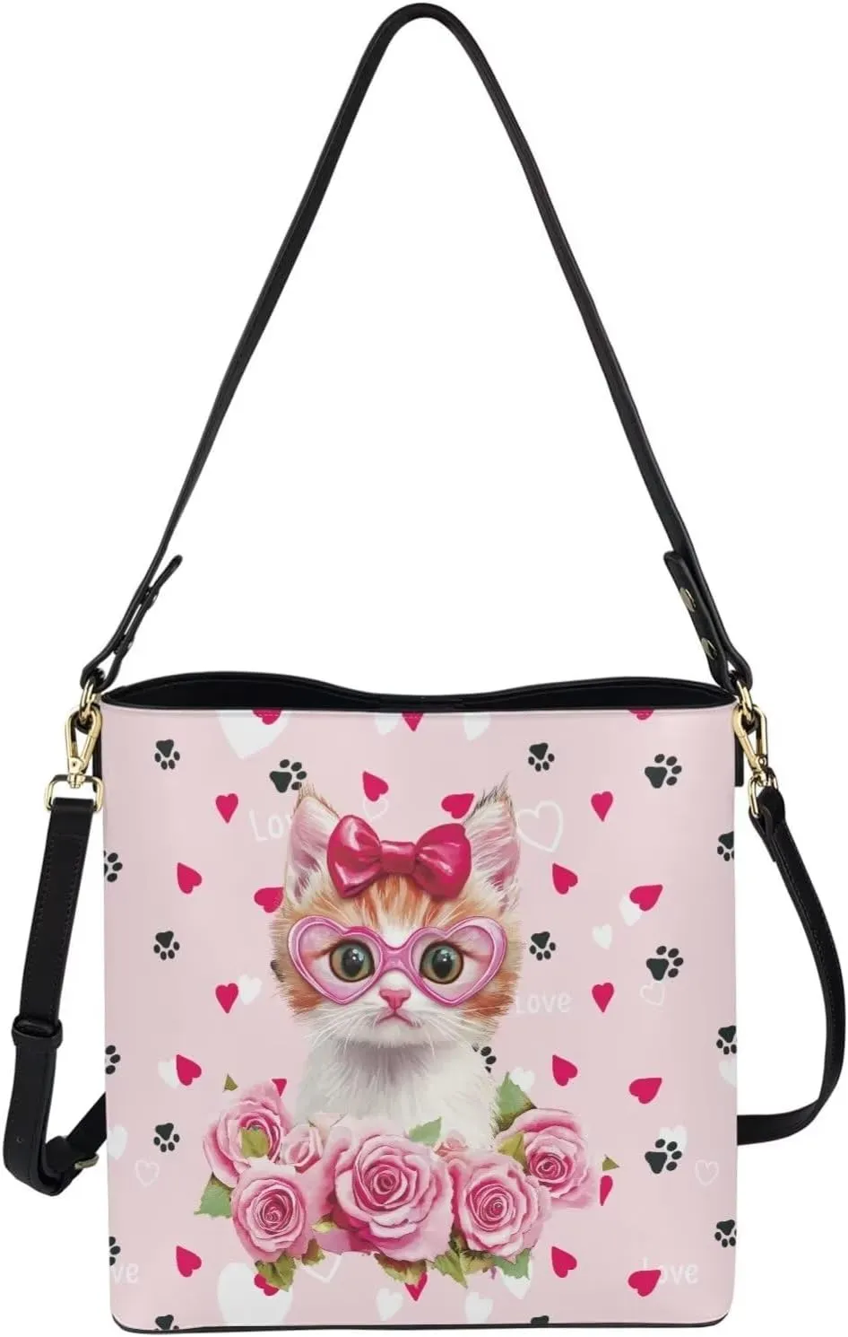 HUGS IDEA Boho Bags for Women Leather Handbag Shoulder Bucket Crossbody Purse