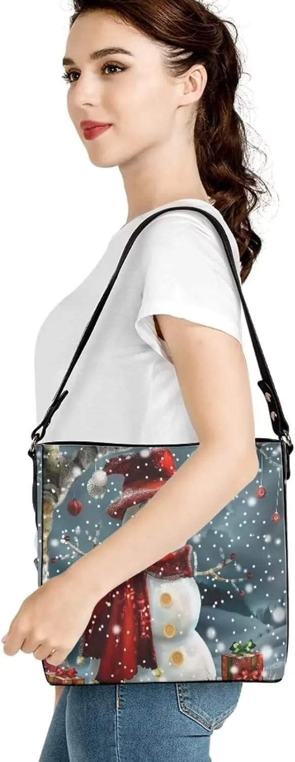 HUGS IDEA Boho Bags for Women Leather Handbag Shoulder Bucket Crossbody Purse
