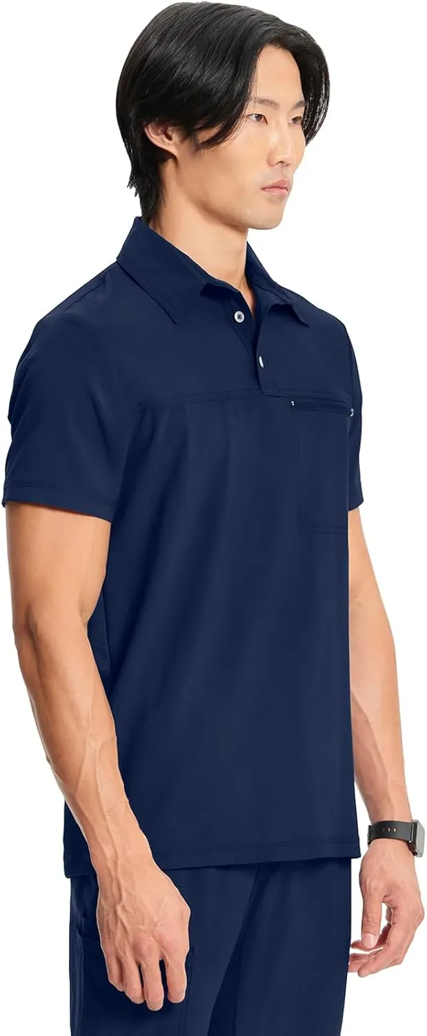 Infinity Cherokee Mens Scrub Top Modern Fit Polo T-Shirt with Zipper Chest Pocket CK825A