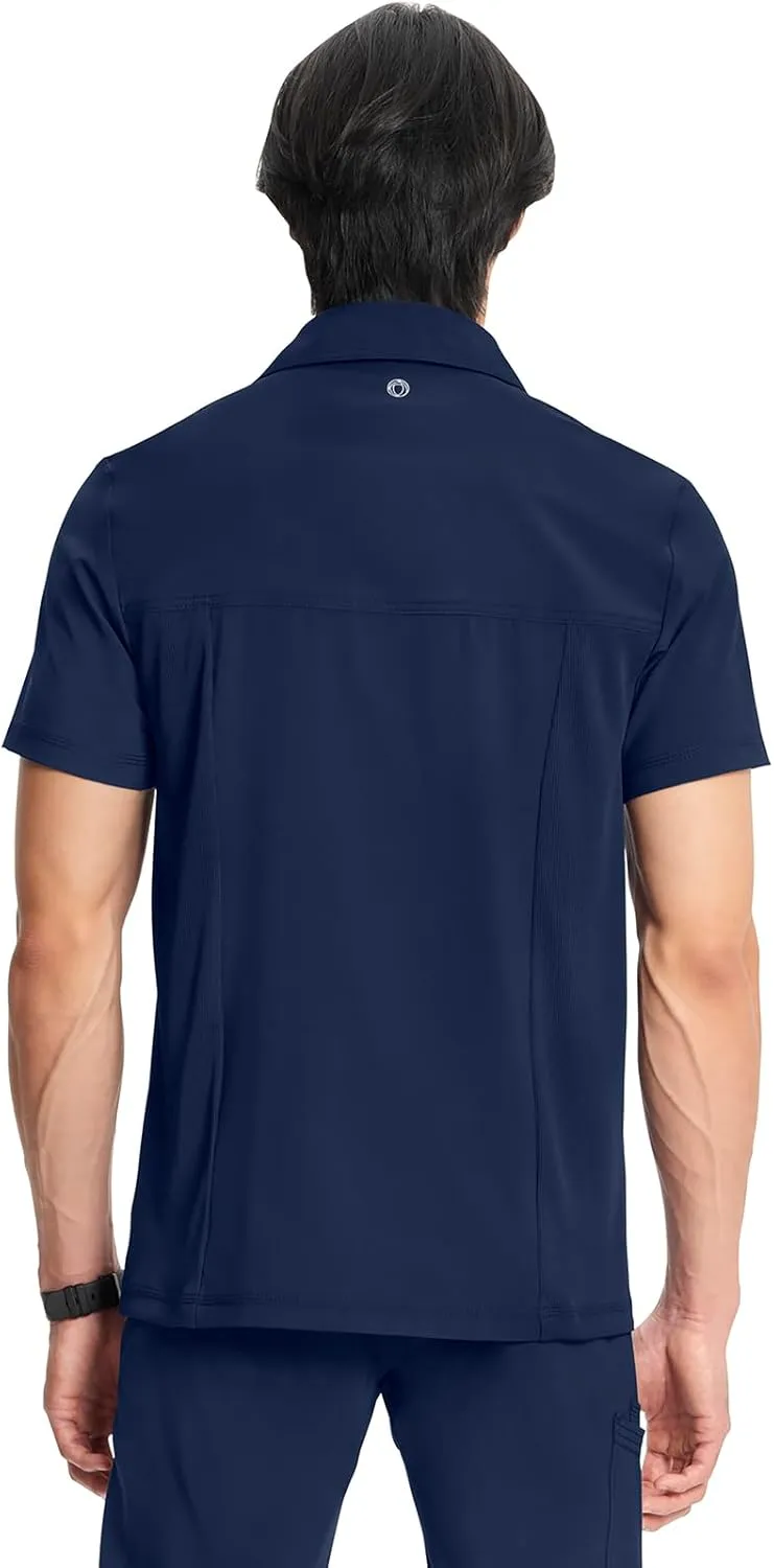 Infinity Cherokee Mens Scrub Top Modern Fit Polo T-Shirt with Zipper Chest Pocket CK825A