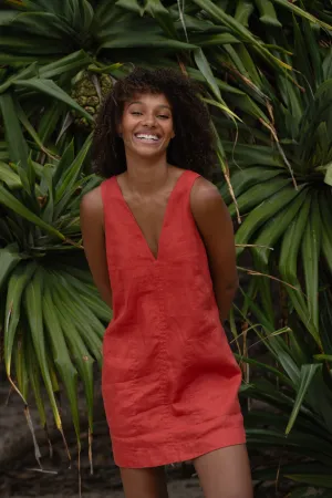 ISLA HIBISCUS LINEN DRESS
