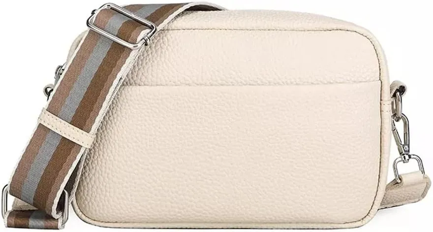 JSEIAJB Classic Purses and Handbags Women Wide Fabric Strap Crossbody Bag Ladies Daily Use Zipper Shoulder Bags