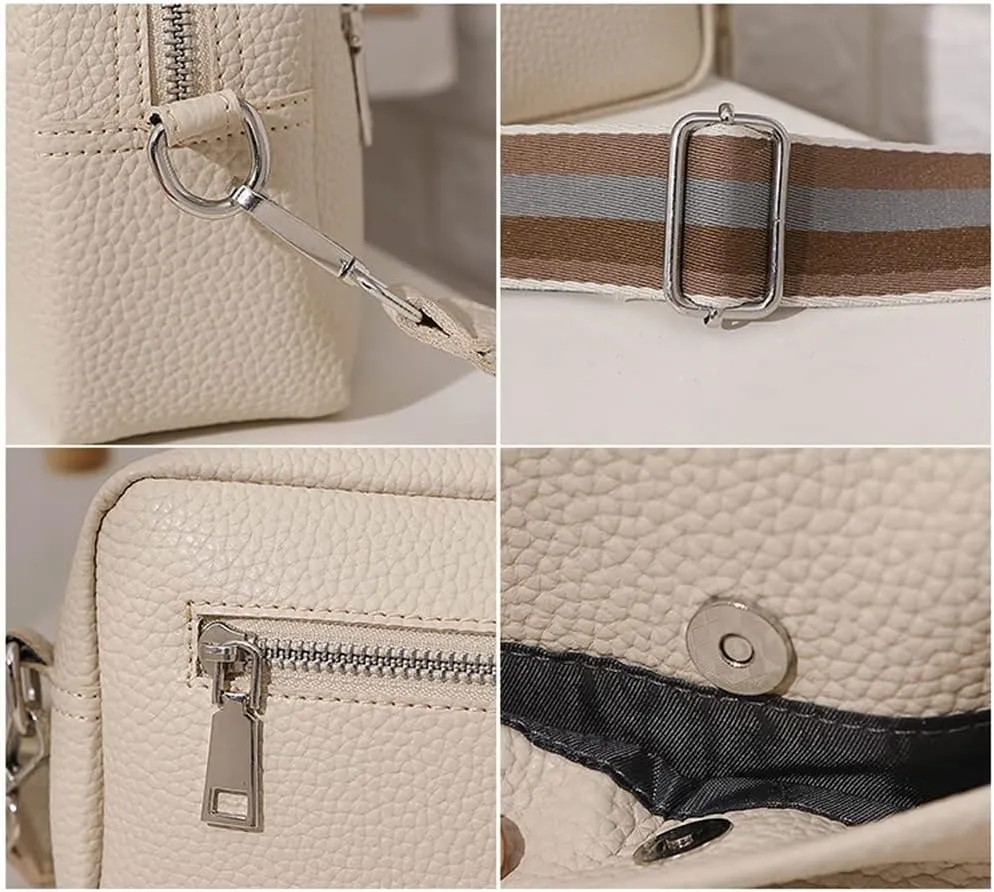 JSEIAJB Classic Purses and Handbags Women Wide Fabric Strap Crossbody Bag Ladies Daily Use Zipper Shoulder Bags