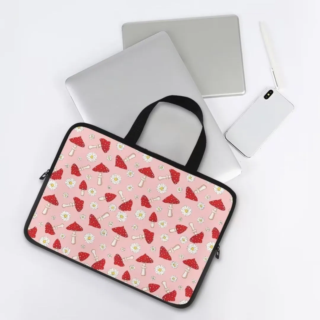 Kuiaobaty Daisy and Mushroom 17 Inches Laptop Shoulder Bag Carrying Messenger Sleeve Modern Laptop Briefcase with Zipper Large Capacity Laptop Sleeve Carrying Bag 2024