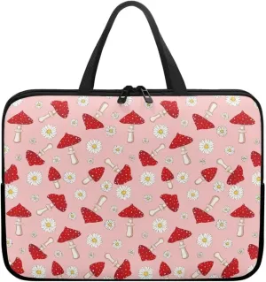 Kuiaobaty Daisy and Mushroom 17 Inches Laptop Shoulder Bag Carrying Messenger Sleeve Modern Laptop Briefcase with Zipper Large Capacity Laptop Sleeve Carrying Bag 2024