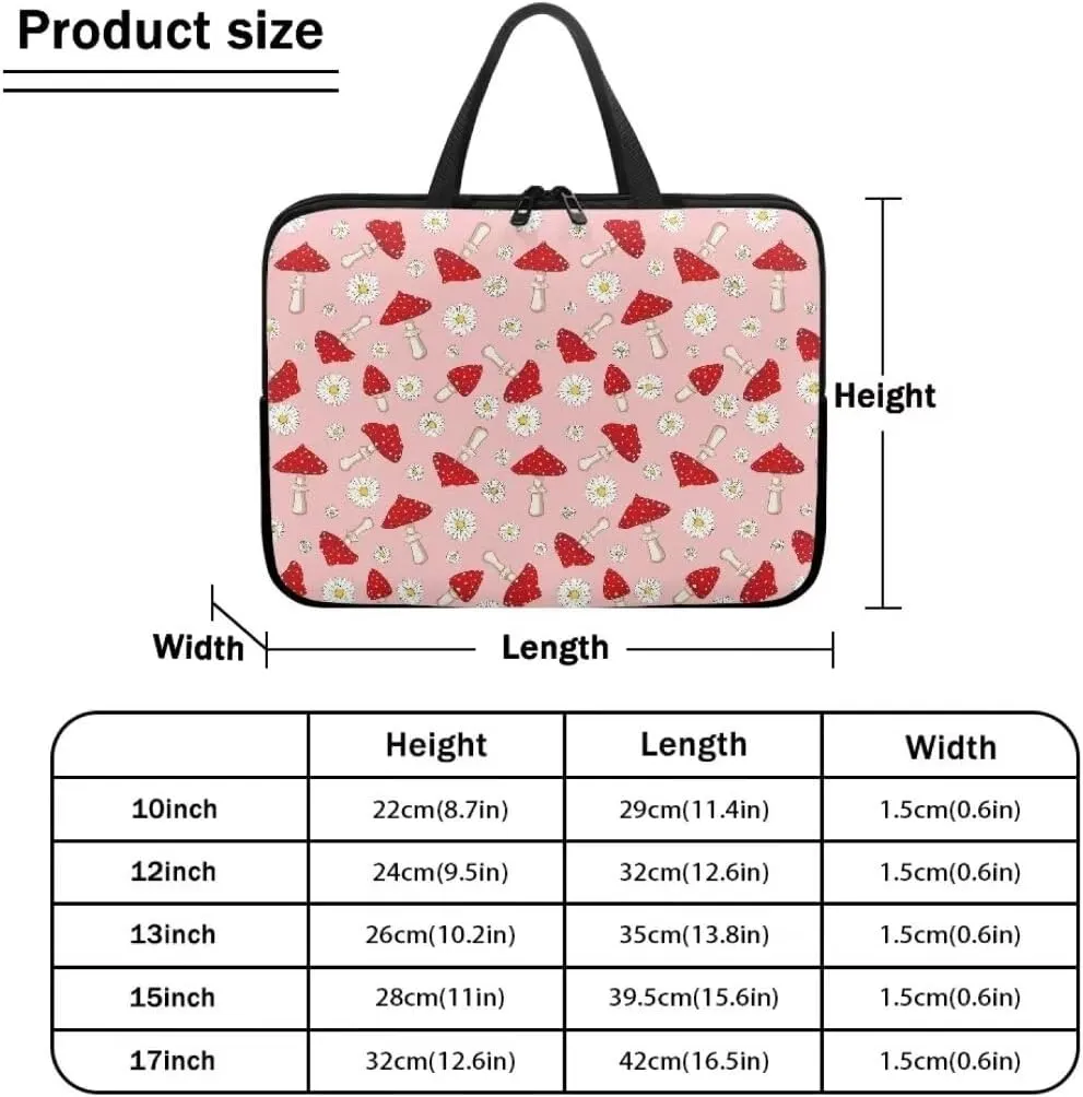 Kuiaobaty Daisy and Mushroom 17 Inches Laptop Shoulder Bag Carrying Messenger Sleeve Modern Laptop Briefcase with Zipper Large Capacity Laptop Sleeve Carrying Bag 2024