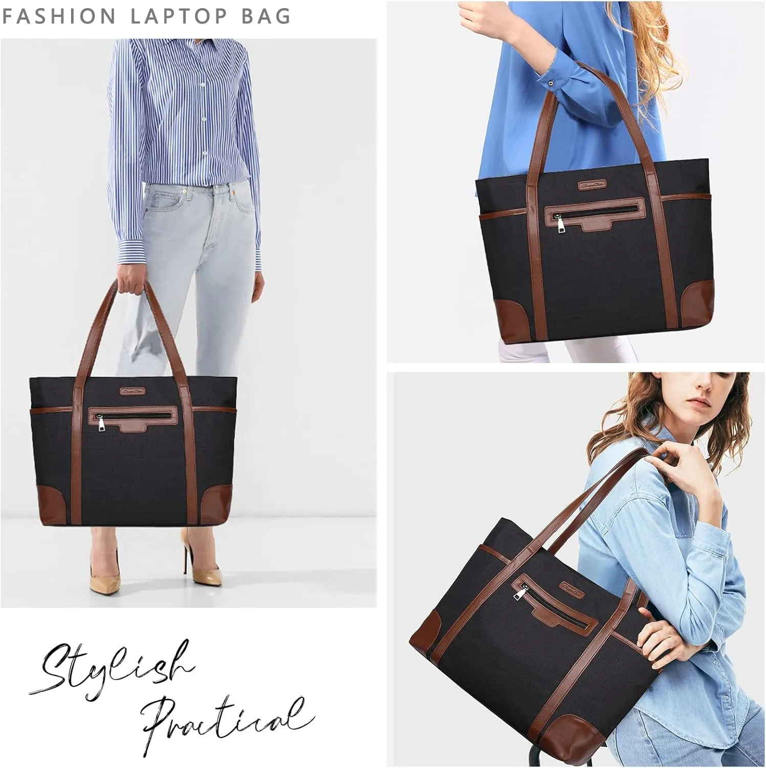 Laptop Bag for Women,ChaseChic Waterproof Classic Teacher's Tote Bag 15.6in Computer Work Bags for Women with Luggage Strap