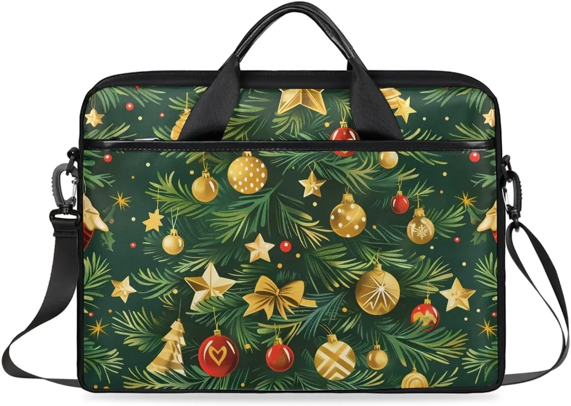 Laptop Shoulder Bag Xmas Tree Modern Style Tablet Computer Notebook Sleeve Messenger Bags Carrying Case with Strap Briefcase Tote for 14 15 in Laptops